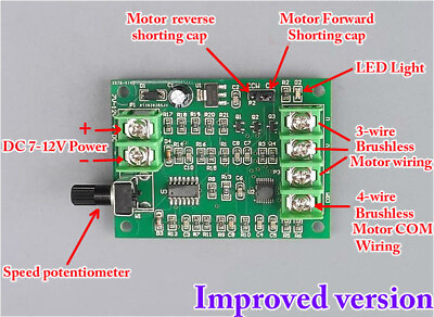 #ad DC 5V 12V 3 4 Wire Mini DC Brushless Motor Driver Module Speed Controller Board