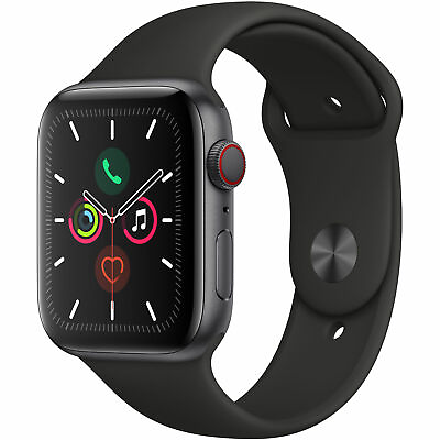 #ad Apple Watch Series 5 44mm Space Gray Aluminum Case Black Sport Band GPS CELL