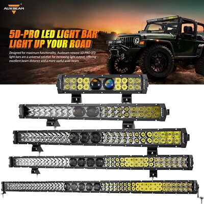 #ad AUXBEAM 5D PRO Lens 12 22 32 42 52quot;inch LED Work Light Bar Driving Offroad SUV