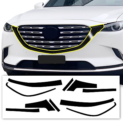 #ad Fits Mazda CX 9 2016 2023 Front Grille Chrome Delete Cover Decal Blackout Trim