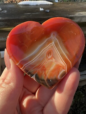 #ad Banded Red Carnelian Heart Natural 2.5” Reiki Carved Carnelian Heart Stone Bowl