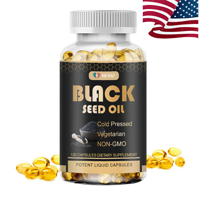 #ad Black Seed Oil Capsules 1000mg 120 Softgels Cold Pressed Black Cumin Seed Oil
