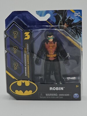#ad DC Comics Spin Master ROBIN 4quot; Action Figure 3 Surprise Accessories *FREE S H*