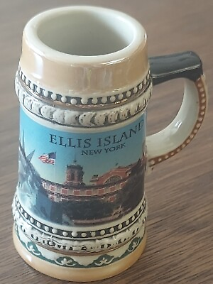 #ad Ellis Island And Statue Of Liberty Mini Beer Stein