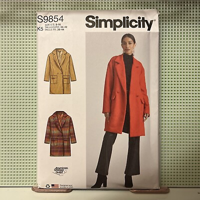 #ad #ad Simplicity Misses women Lined Winter Coat Pattern Notch Collar Size 8 16
