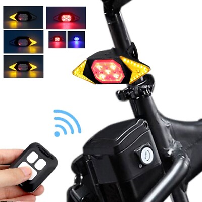 #ad Smart Bike Taillight Wireless Remote Control Cycling Turning Signal Rechargeable
