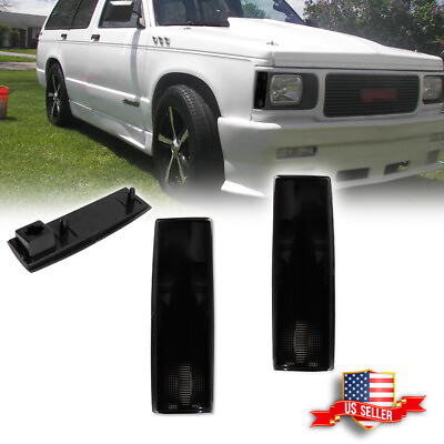 #ad 2X Smoked Lens Side Corner Marker Lights For Chevy S10 GMC Jimmy S15 Oldsmobile