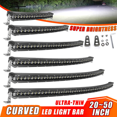 #ad Curved 20 26 32 38 44 50quot; LED Work Light Bar Spot Flood Offroad Driving FOG 4X4
