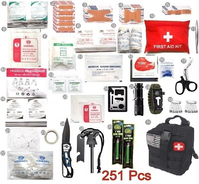 251Pc First Aid Kit For Tactical Survival Emergency Trauma Military Travel Multi