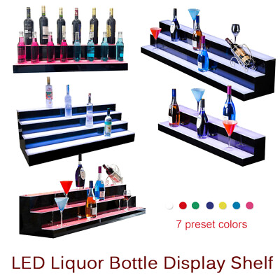 #ad LED Lighted Liquor Bottle Display Shelf Back Bar Bottle Display Stand 31quot; 39quot; US