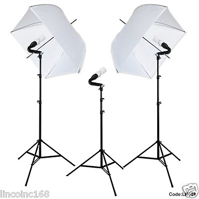 #ad Photography Studio Video Photo Lighting 3 Bulbs 3 Light Stand Kit