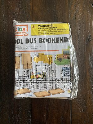 #ad Home Depot School Bus Bookends Kids Workshop Wooden Kit NEW