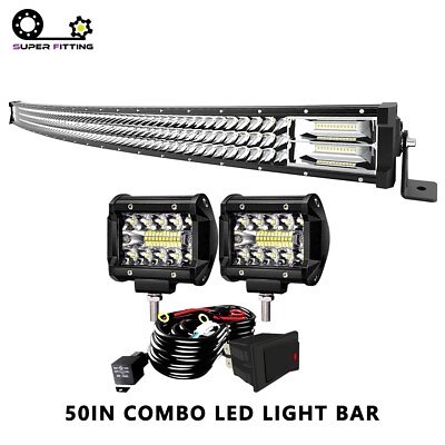 #ad Offroad 50inch LED Work Light Bar Curved Flood Spot Combo Truck Roof Driving