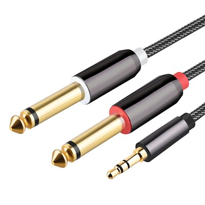 #ad Audio Cable 3.5mm to 6.35mm Aux Cable 2X6.5 Jack to 3.5 Male for Mixer8584