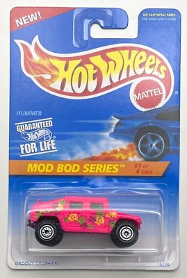 #ad Hot Wheels Mod Bod Series Pink Hummer New on Card