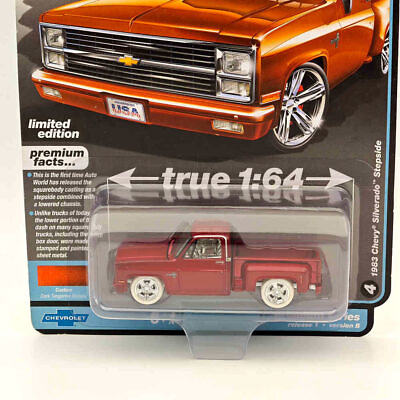 #ad CHASE Auto World 1 64 1983 Chevy Silverado Stepside Ultra Red Diecast Models Car
