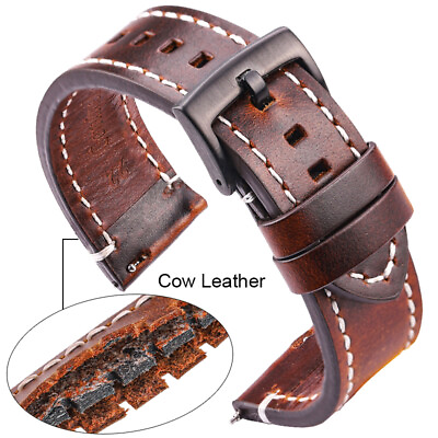 #ad Genuine Leather Watch Band 7 Colors Strap 18mm 20mm 22mm 24mm Cowhide Bracelet