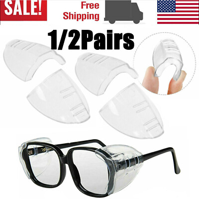 #ad 2 1Pair Side Shields for Eyeglasses Safety Slip On Glasses Double Hole Universal