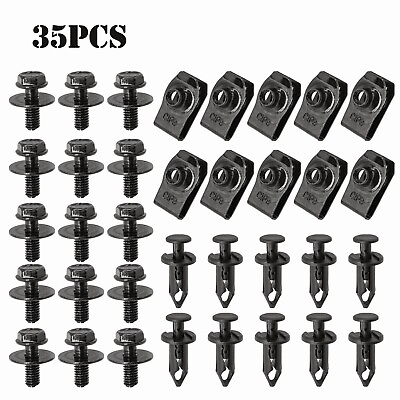 #ad for Ford Truck Body Bolts amp; U nut Clips M6 35pcs Engine Cover Undertray Screws