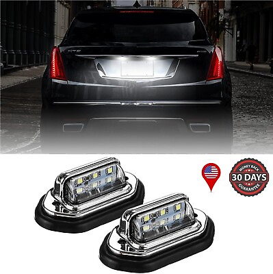#ad 2X Universal LED License Plate Tag Light Lamp White For Truck SUV Trailer RV Van