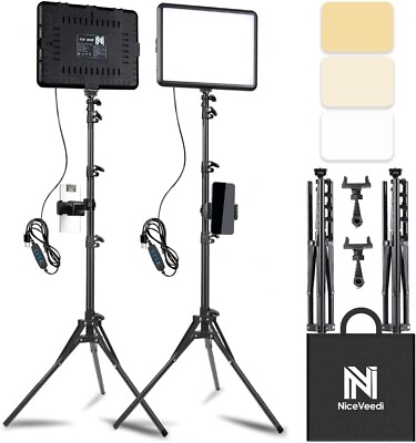#ad 2 Pack LED Video Light Kit Studio Light 2800 6500K Dimmable Photography Lig.
