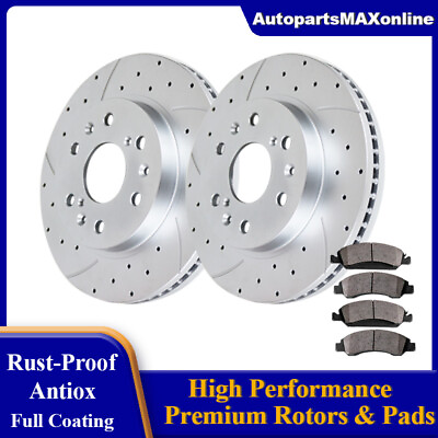 #ad Front Drilled Brake Rotors Brake Pads for Chevy SILVERADO 1500 GMC SIERRA 1500