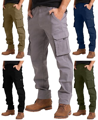 #ad Mens Heavy Duty Work Trouser Stretch Reinforced Utility Pocket Cargo Full Pant
