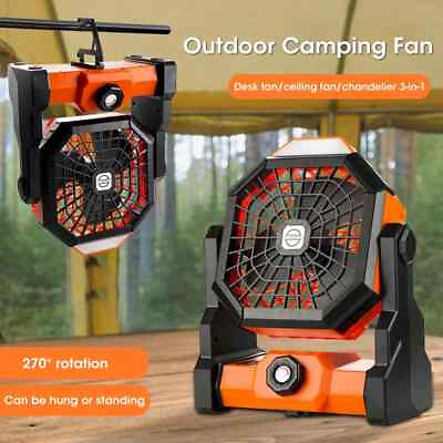 #ad Camping Fan Rechargeable Portable Battery Operated Camping Fan with LED Lantern