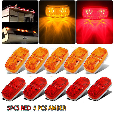 #ad #ad 10 Red Amber LED Side Marker Lights Clearance Lamp for Trailer RV Truck Lorry 4quot;