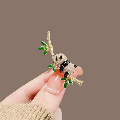 #ad Female Fashion Bamboo Panda Brooches For Women Alloy Animal Brooch Safety Pi ❤TH
