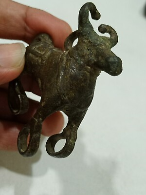 #ad Rare antique Bronze riverbed India Cow Bullock museum pc very very old unknown?