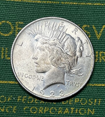#ad 1923 $1 Silver Peace Dollar AU UNC Lustrous 90% Silver US Coin
