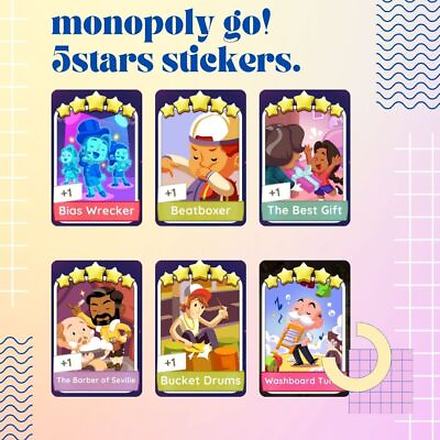 #ad Monopoly go 5 stars stickers⚡️ FAST DELIVERY ⚡️⚡️