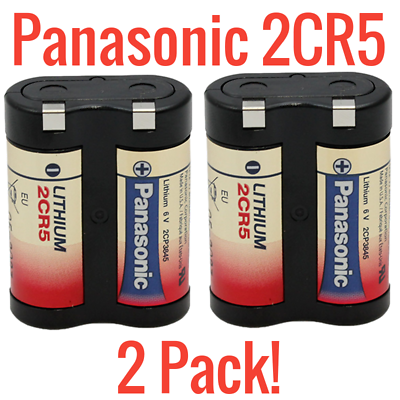 #ad 2 Pack Panasonic 6V 2CR5 Photo Lithium Battery Black New DL45 KL2CR5 5032LC