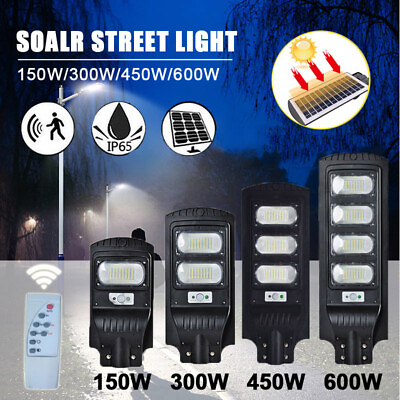 #ad 150 600W LED Solar Street Light Sensor Outdoor Garden Security Street Lamp US