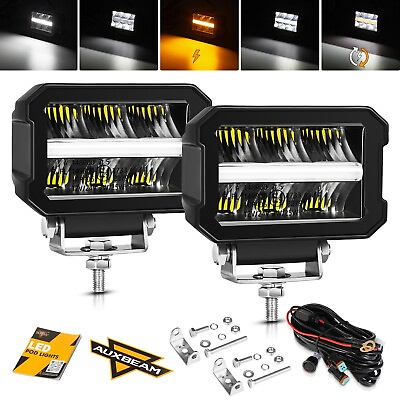 #ad AUXBEAM 4.5quot;inch LED Light Bar Work Driving Pods Off Road ATV Truck Pickup Boat
