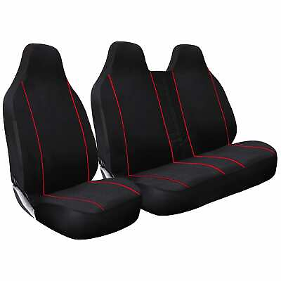 #ad FOR VAUXHALL VIVARO MOVANO SEAT COVERS RED COMFORT FABRIC FOR VAN SINGLE DOUBLE