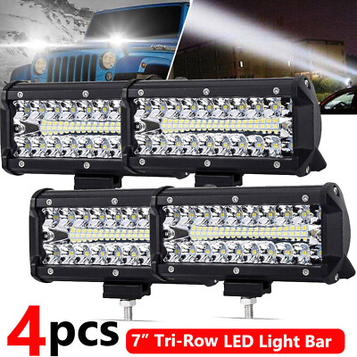 #ad #ad 4X 7 Inch LED Work Cube Light Bar Pods fog Lamps for Pickup SUV UTV 4WD offroad
