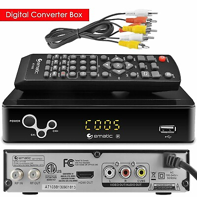 #ad Digital Converter Box w Recording Playback amp; Parental Control Ematic AT103C