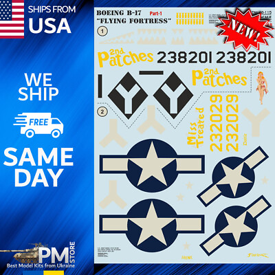 #ad Print Scale 48 115 Decal for Airplane Boeing B 17 Flying Fortress Part 1 1 48