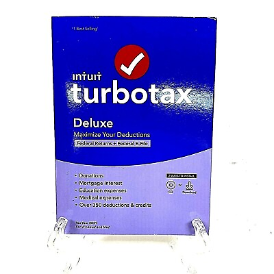 #ad Intuit TurboTax Deluxe for Federal Returns amp; Federal E File SEALED Tax Year 2021