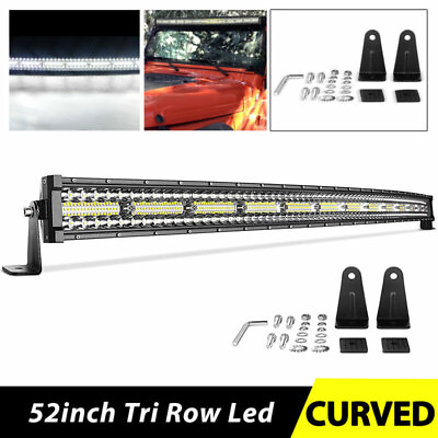 Curved 52quot;inch 2176W Tri Row LED Light Bar Flood Spot Combo Offroad Driving Lamp