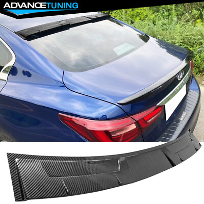#ad Fits 14 24 Infiniti Q50 V Style Carbon Fiber Print PP Rear Window Roof Spoiler