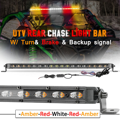 #ad ARWRA 20quot; UTV Rear Chase LED Light Bar Strobe w Reverse Brake Turn Polaris RZR