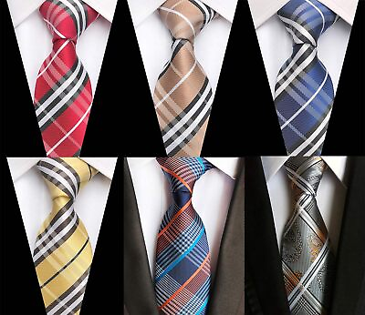 #ad Mens 6 PK Pre Tied Easy Zipper Necktie 100% Silk 19.5in Long 3.15in Wide 6 Color