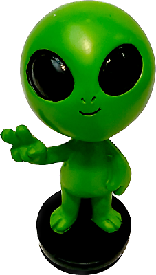 #ad UFO Alien Peace and Love Dashboard Bobble Head Doll