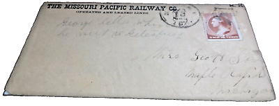 #ad 1885 MISSOURI PACIFIC RAILWAY LETTER AND ENVELOPE MARSHALL TEXAS