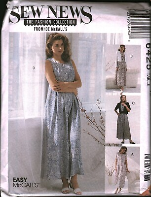 #ad 6425 Vintage McCalls SEWING Pattern Misses 1970s Jumpsuit Unlined Jacket Dress