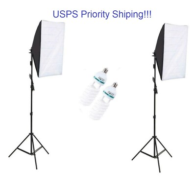 150W Studio Photography Softbox Continuous Photo Lighting Kit Light Bulb Bag 2X