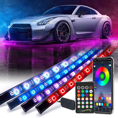 #ad ISINCER RGB LED Strip Under Car Tube Underglow Underbody System Neon Light Kit